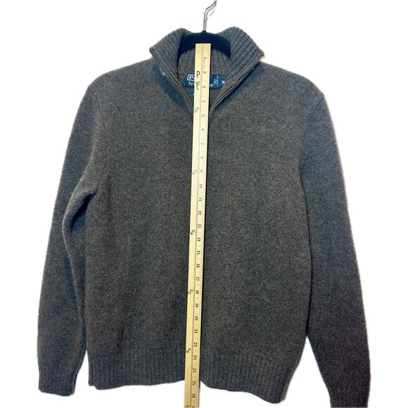 Polo By Ralph Lauren Quarter Zip Sweater Mens M Charcoal 100% Wool Classic - Picture 7 of 8